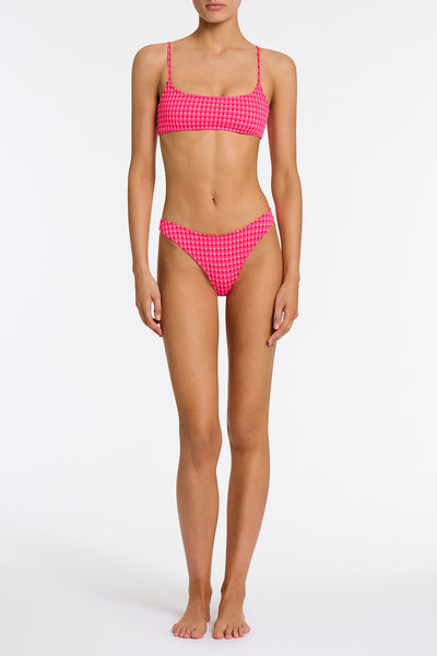 MICA ADAO Pink Textured Crop Bikini Set