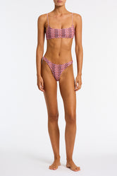 MICA - BLOSS Pink Crochet Crop Bikini Set