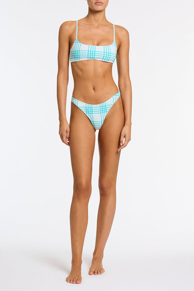 MICA BLUE BLOSS CHECK Crop Bikini Set