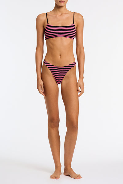 Mica Caro Triangl Pink and Black Stripe Crochet Bikini