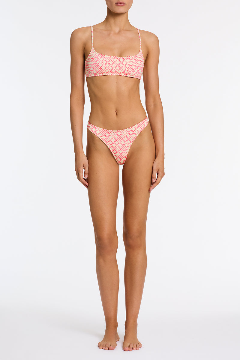 MICA PORTE Pink Geometric Crop Bikini Set
