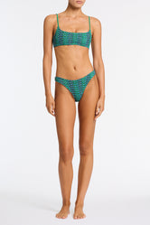 MICA - SAXE Green Crochet Crop Bikini Set