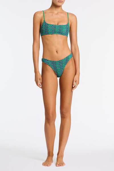 MICA - SAXE Green Crochet Crop Bikini Set