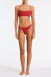 Mica Tage Triangl Red Crochet Bikini