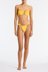 PALMA CHESTE Yellow Velvet Balconette Bikini Set