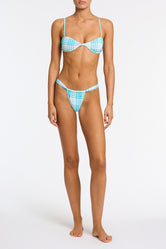 STELL BLUE BLOSS CHECK Scoop Bikini Set