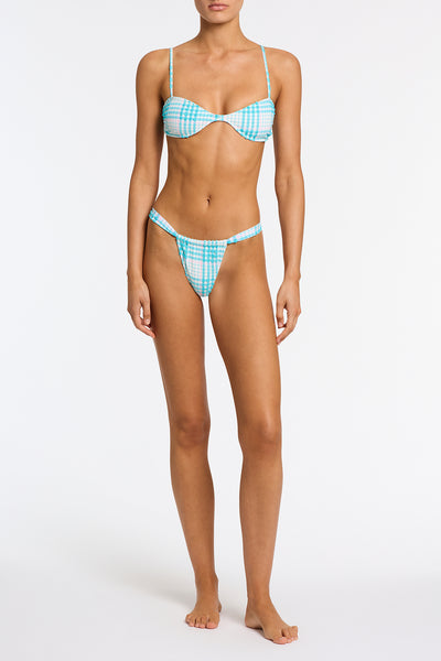 STELL BLUE BLOSS CHECK Scoop Bikini Set