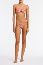 Stell Votto Triangl Bikini in Red and Blue Paisley Printed Velvet