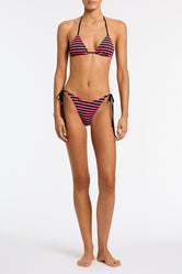 Vinca Caro Triangl Pink and Black Stripe Crochet Bikini