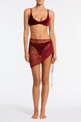 YULI - RONI Burgundy Crochet Skirt