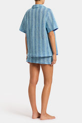 Lini Dello Triangl Blue Sparkle Crochet Shirt