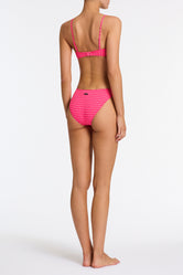 MICA ADAO Pink Textured Crop Bikini Set