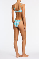 STELL BLUE BLOSS CHECK Scoop Bikini Set