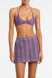 Kasi Monty Triangl Purple Sparkle Crochet Mini Skirt 