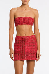 Kasi Monty Triangl Red Sparkle Crochet Mini Skirt 
