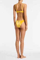 MAIA CHESTE Yellow Velvet Scoop Bikini Set