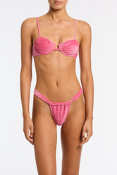 Palma Princ Triangl Pink Textured Velvet Bikini