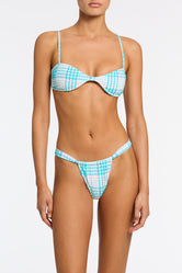 STELL BLUE BLOSS CHECK Scoop Bikini Set