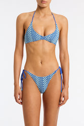 CORA DELLO Blue Crochet Halter Bikini Set