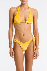 DARA CHESTE Yellow Velvet Triangle Bikini Set