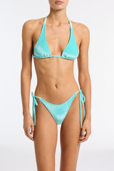DARA HIRST Blue Velvet Triangle Bikini Set