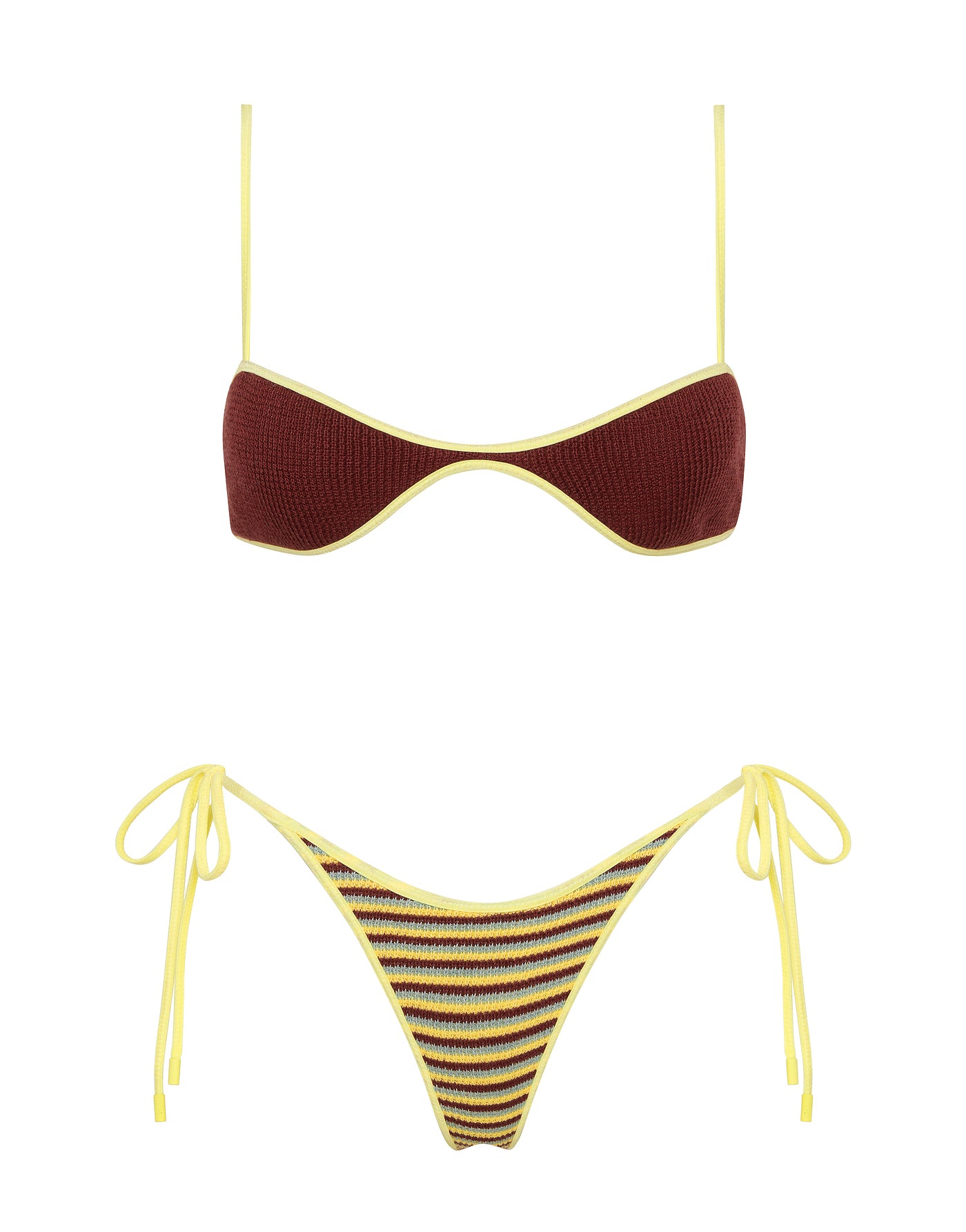 ESTE BUTTER CROCHET STRIPE Crop Bikini Set