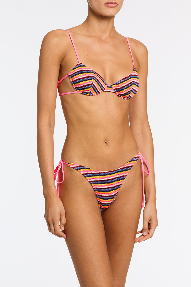 JARA LONI Stripe Crochet Balconette Bikini
