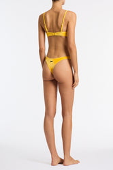 MAIA CHESTE Yellow Velvet Scoop Bikini Set