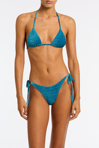 VINCA - MAURA Blue Velvet Triangle Bikini Set