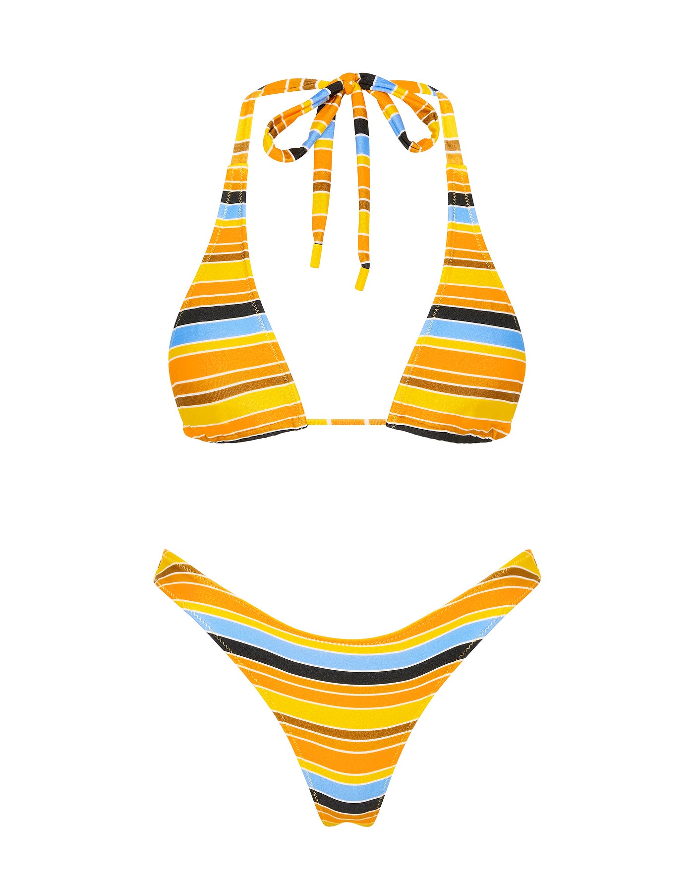 DARA TORE Stripe Triangle Bikini Set