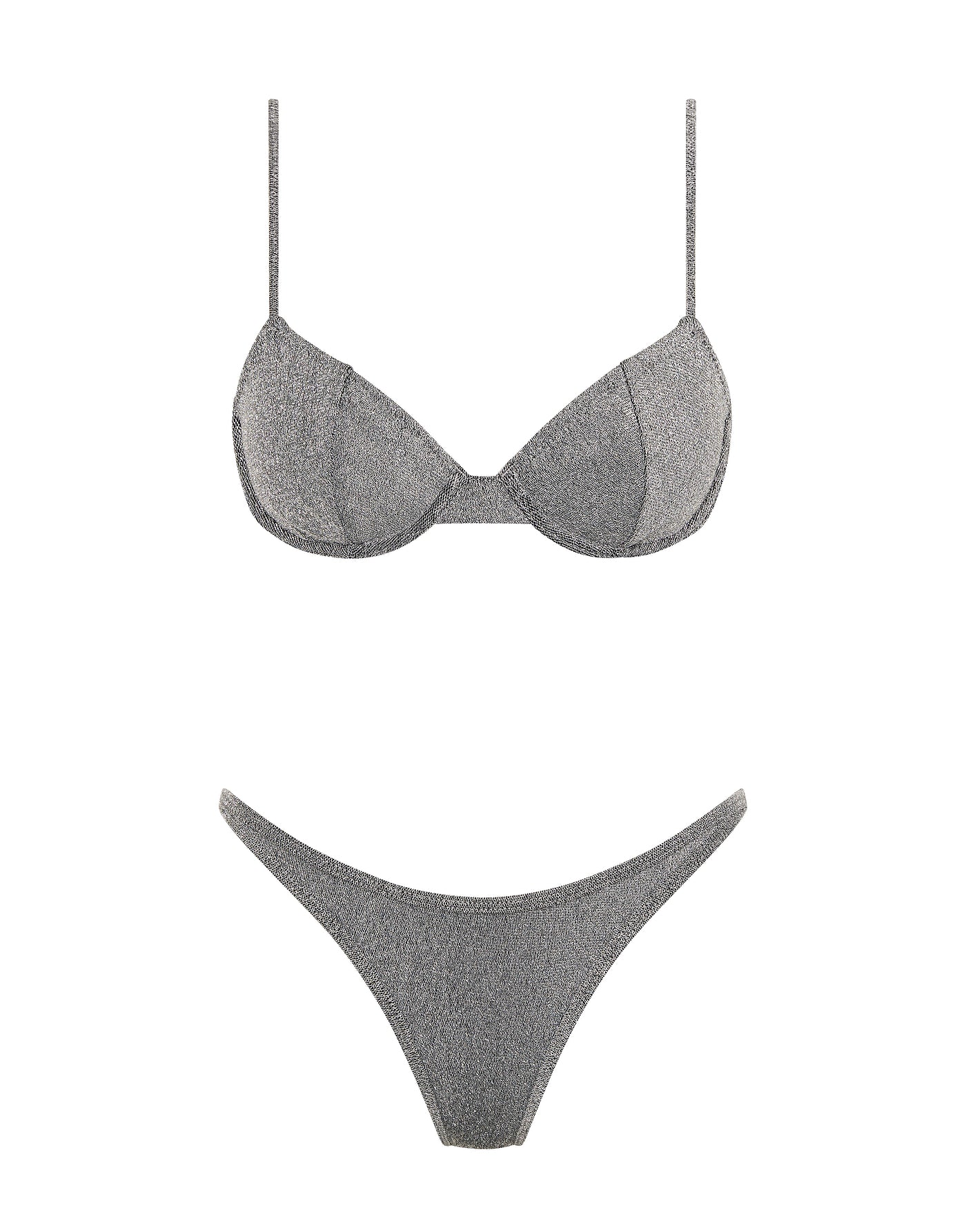 JARA - SILVER SPARKLE Balconette Bikini