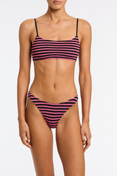 Mica Caro Triangl Pink and Black Stripe Crochet Bikini