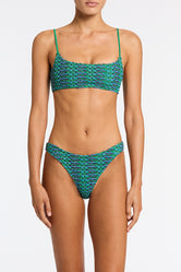 MICA - SAXE Green Crochet Crop Bikini Set