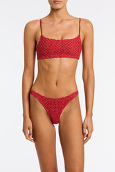 Mica Tage Triangl Red Crochet Bikini