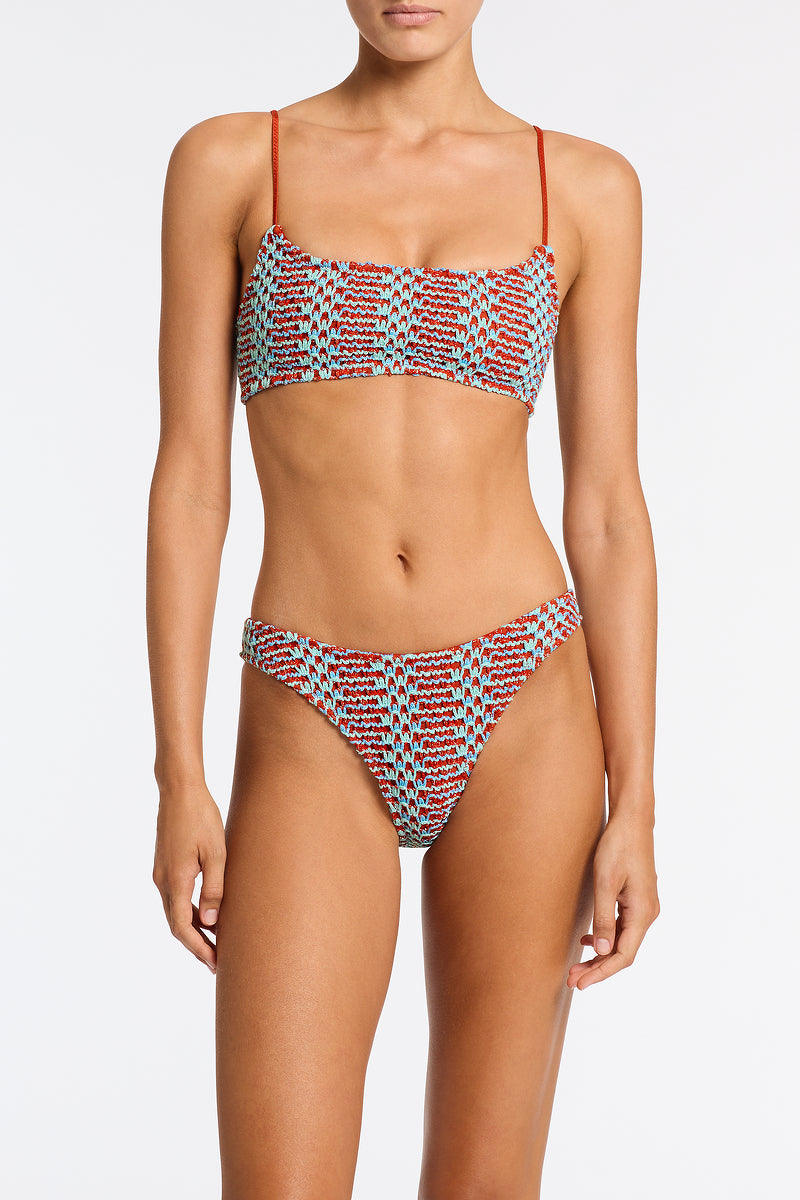 MICA TORI Crochet Crop Bikini Set 