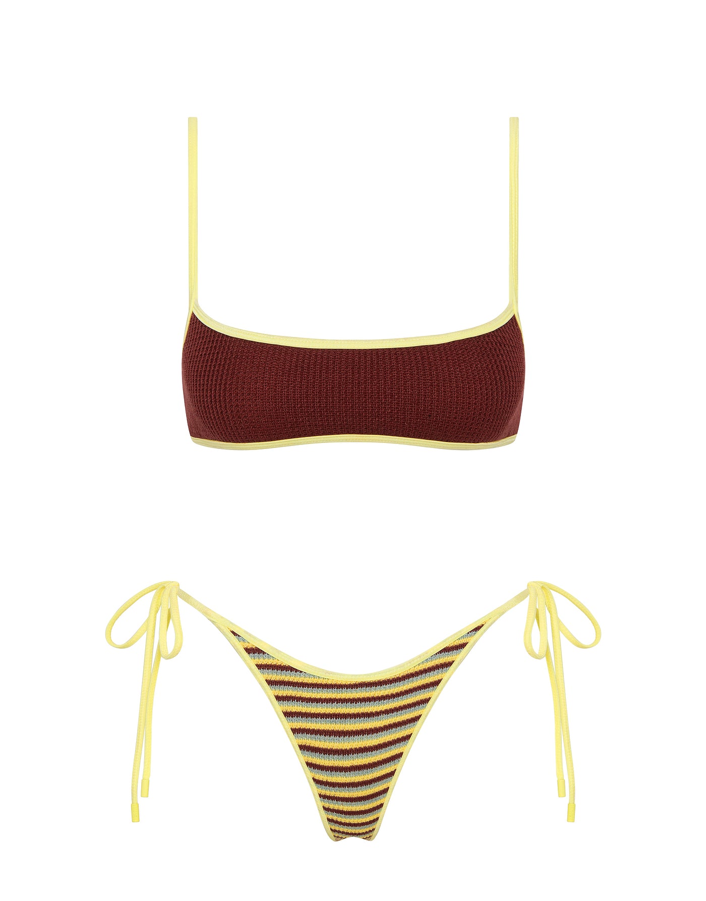 MIMA BUTTER CROCHET STRIPE Crop Bikini Set