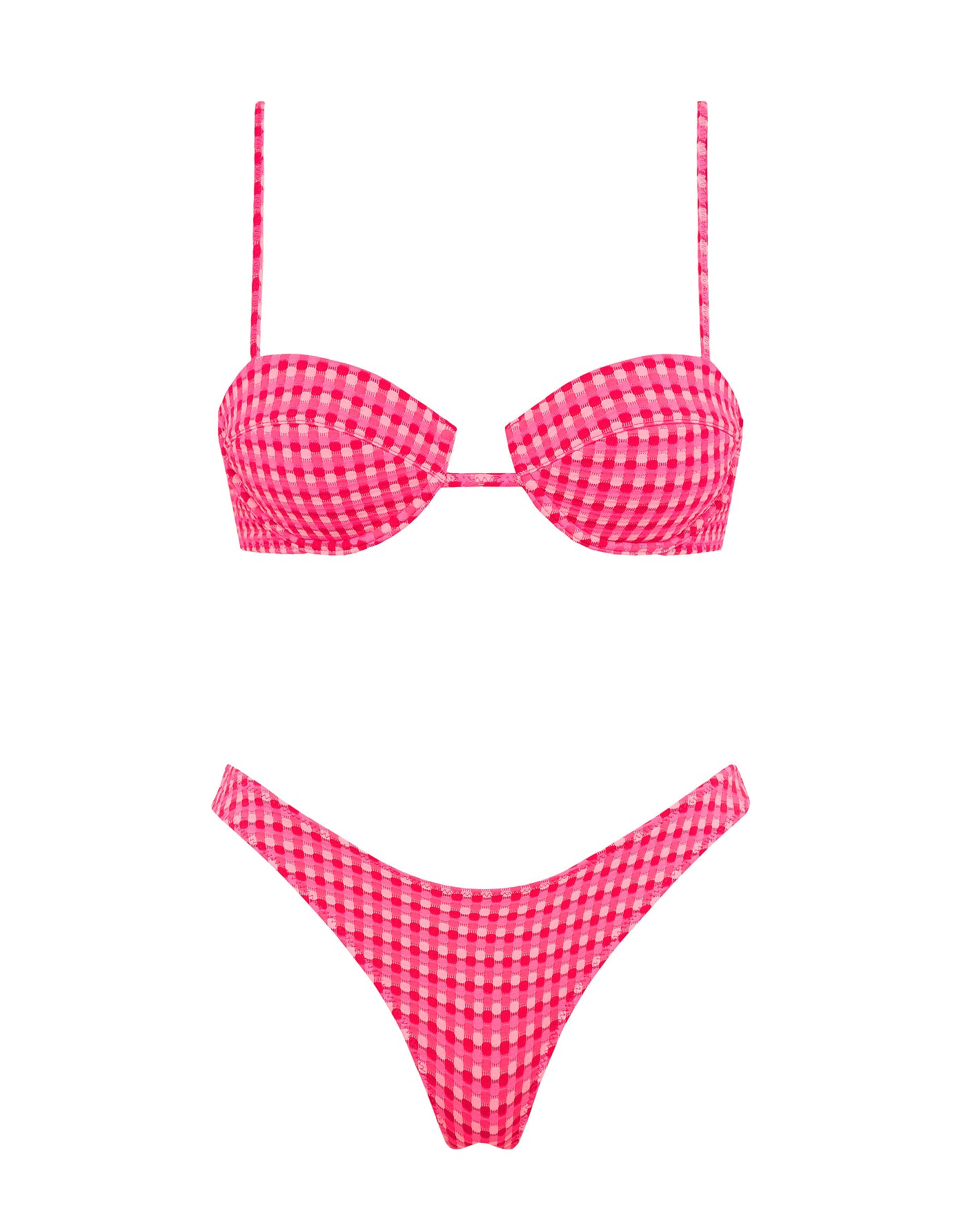 PALMA - ADAO Pink Textured Balconette Bikini Set