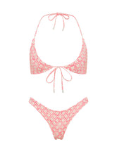 SOFI PORTE Pink Geometric Halter Bikini Set