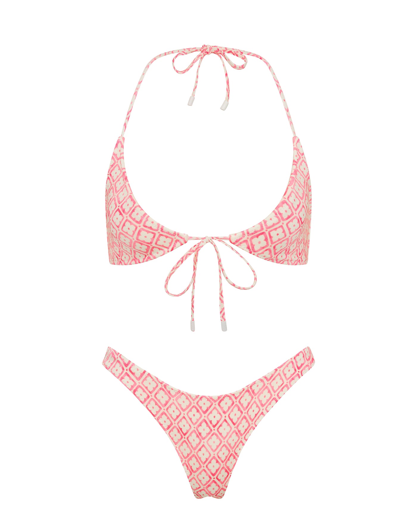 SOFI PORTE Pink Geometric Halter Bikini Set