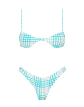 STELL BLUE BLOSS CHECK Scoop Bikini Set
