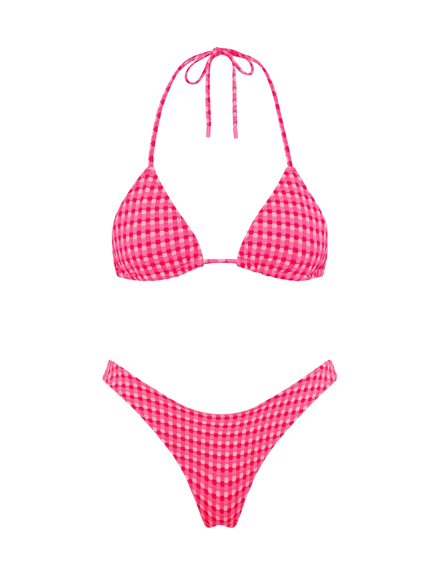 VINCA ADAO Pink Textured Triangle Bikini Set