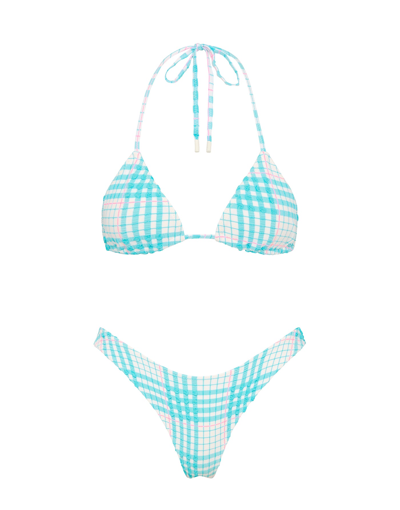 VINCA BLUE BLOSS CHECK Triangle Bikini Set
