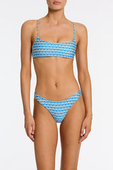 MICA RIYA Blue Geometric Crop Bikini Set