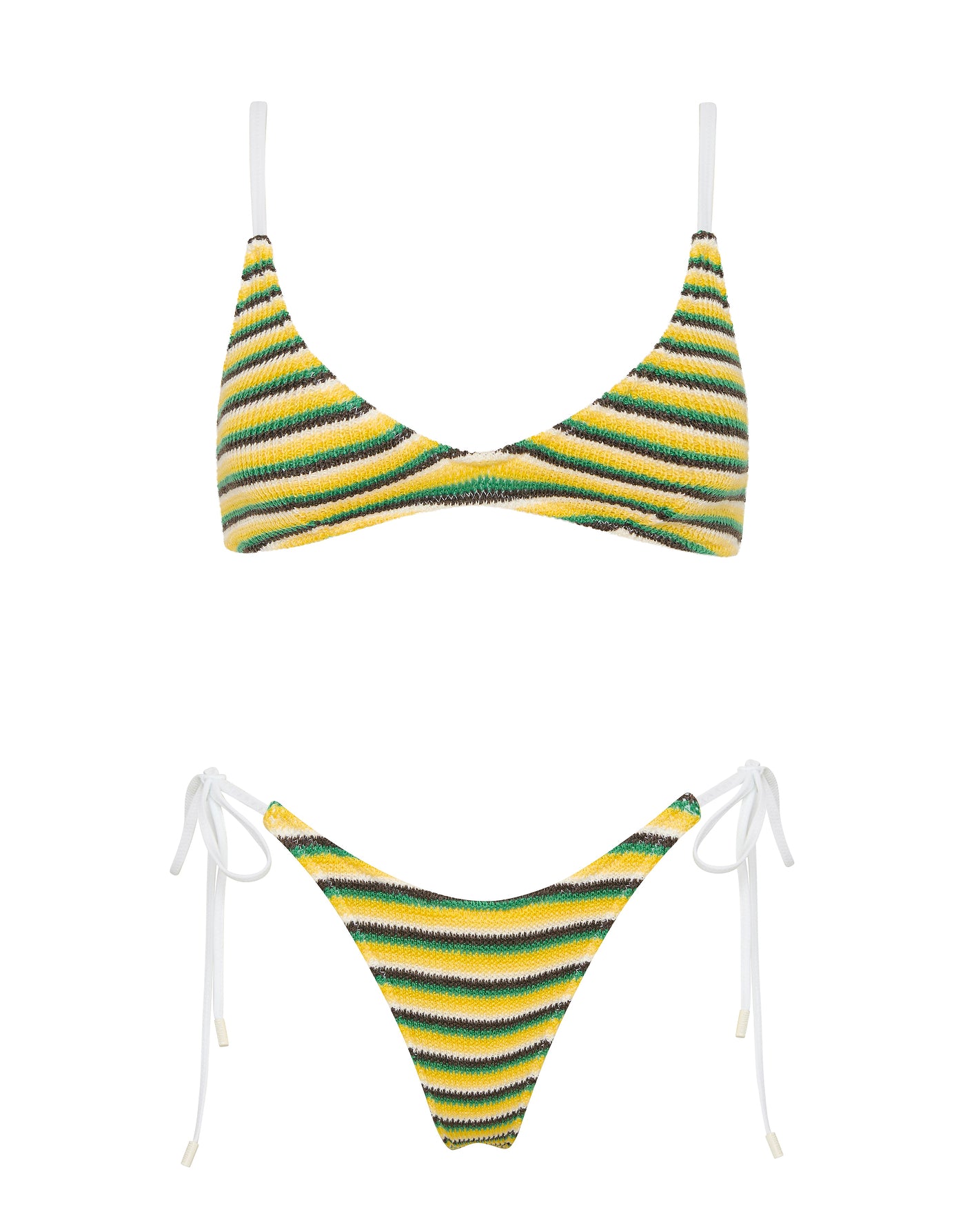 MAIA LEMONADE Crochet Stripe Crop Bikini Set