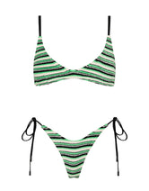 MAIA MINT SLICE STRIPE Terry Towelling Crop Bikini Set