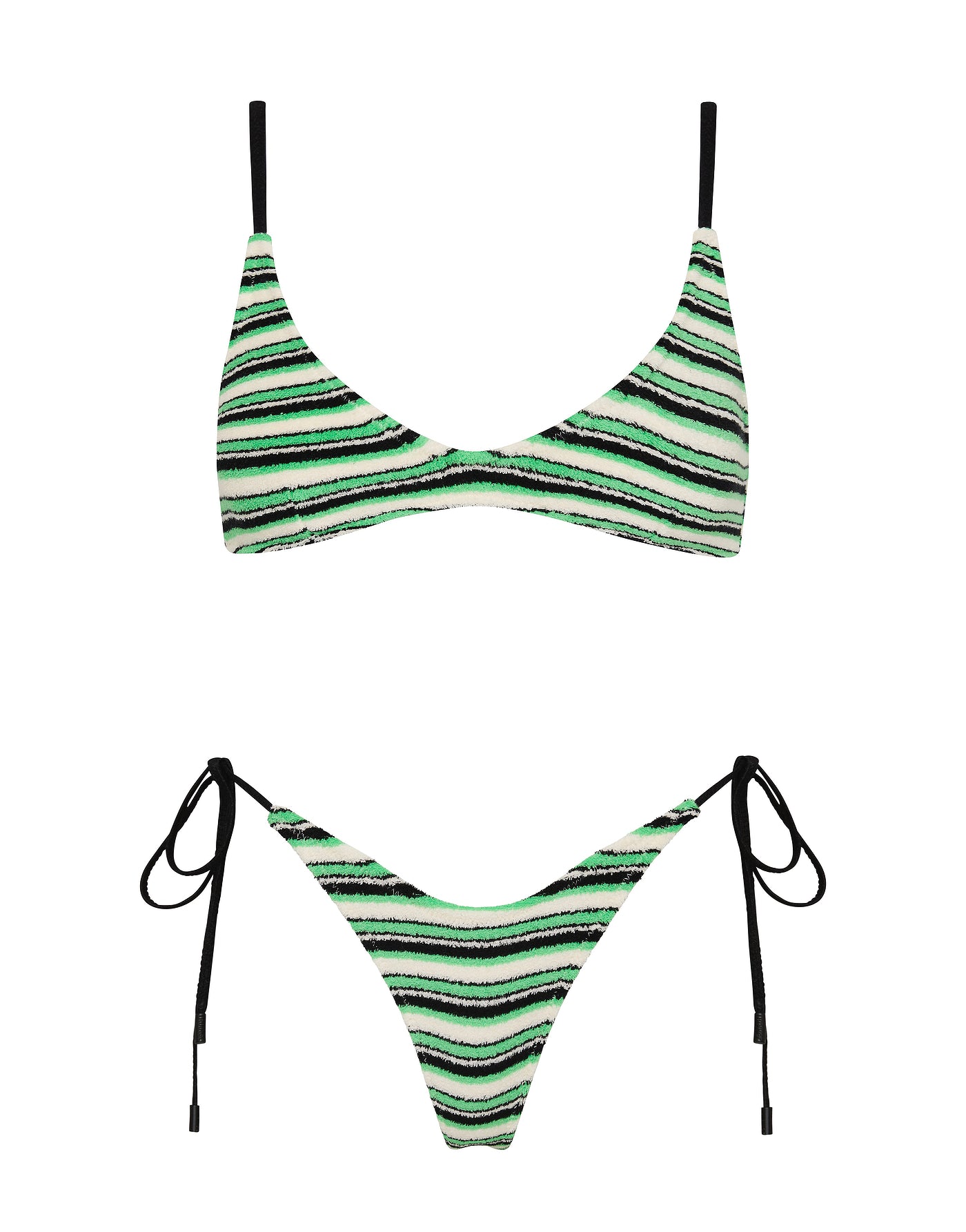 MAIA MINT SLICE STRIPE Terry Towelling Crop Bikini Set