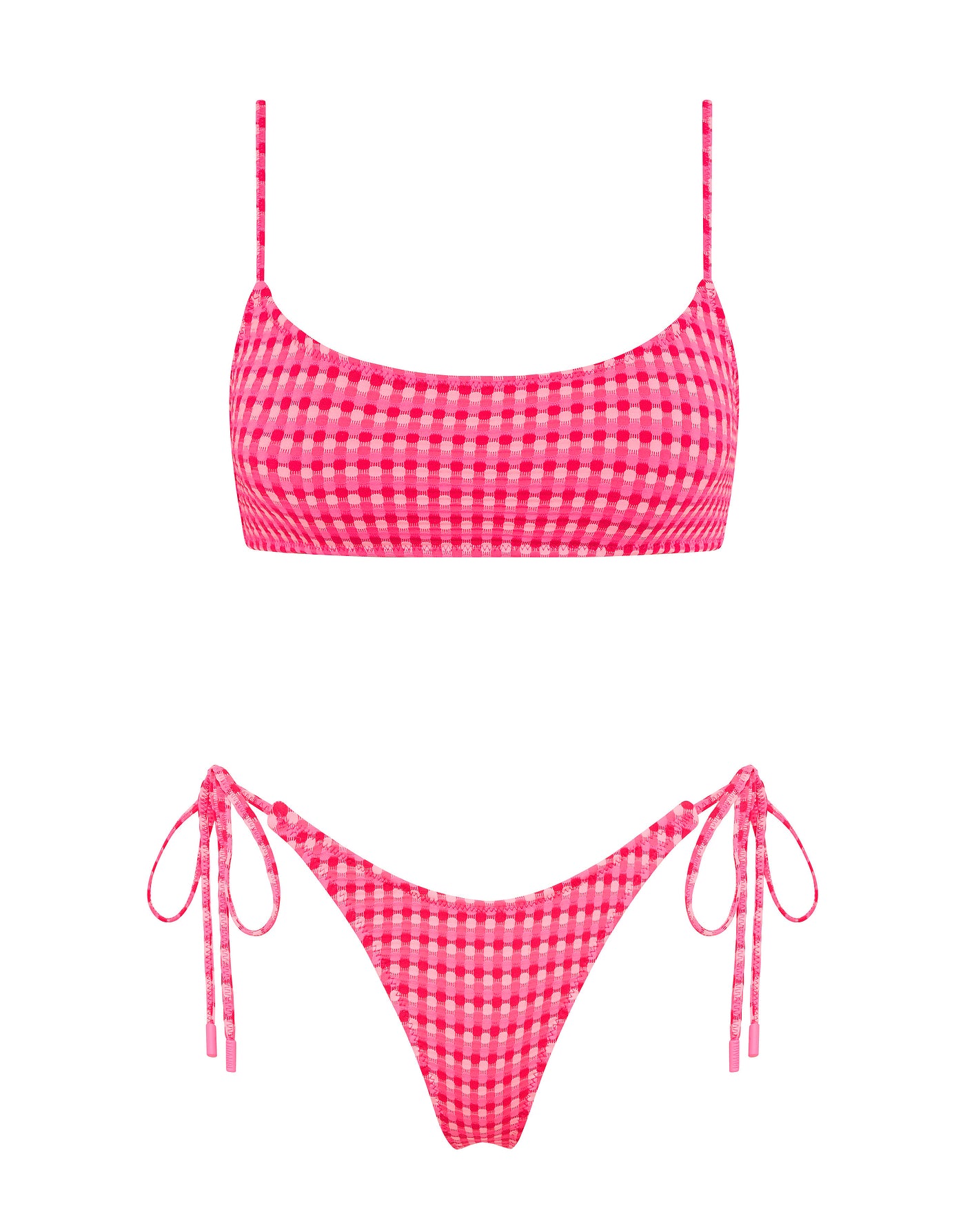 MICA - ADAO Pink Textured Crop Bikini Set