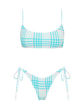MICA BLUE BLOSS CHECK Crop Bikini Set