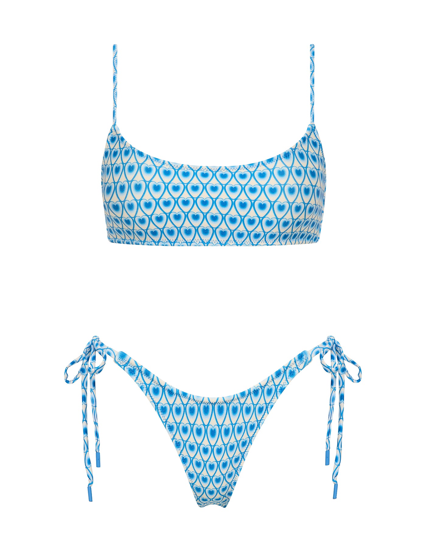 MICA RIYA Blue Geometric Crop Bikini Set