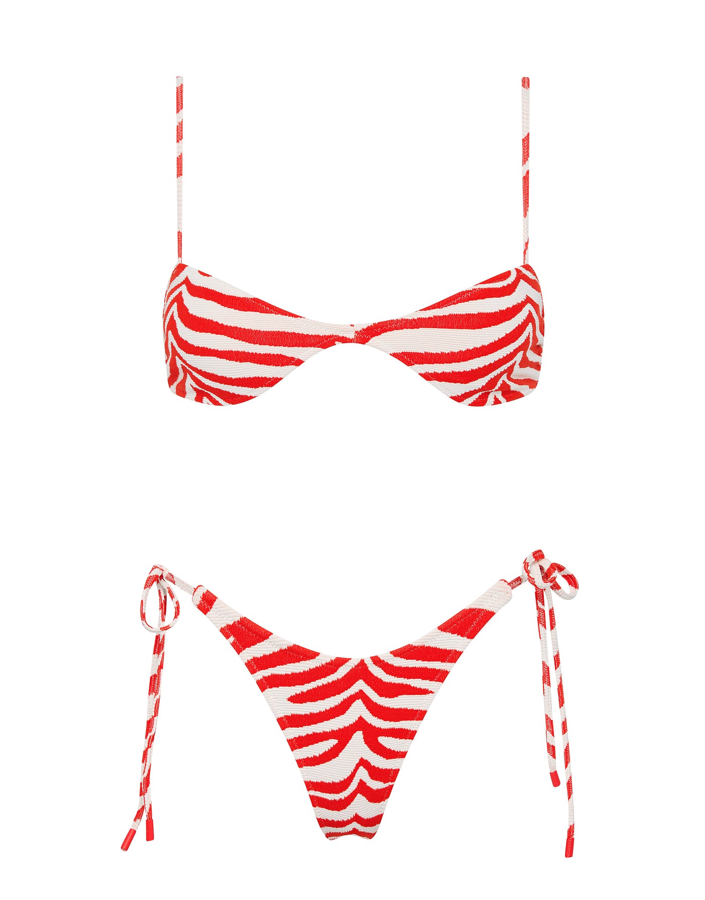ESTE - CHERRY ZEBRA SPLASH Scoop Crop Bikini Set